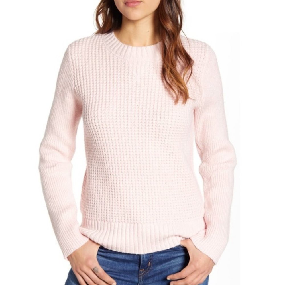 Lucky Brand Waffle Knit Pullover Sweater In Chaulk Pink